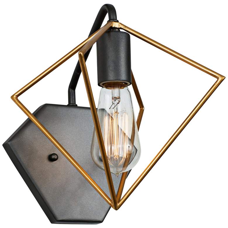 Image 1 Metropolis 9 1/2" High Antique Gold and Rustic Bronze Wall Sconce