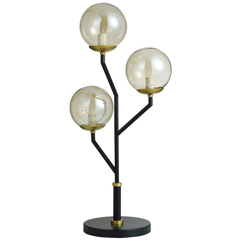 Image 1 Metropolis - Steel 3 Tiered Table Lamp With Glass Globe Shades