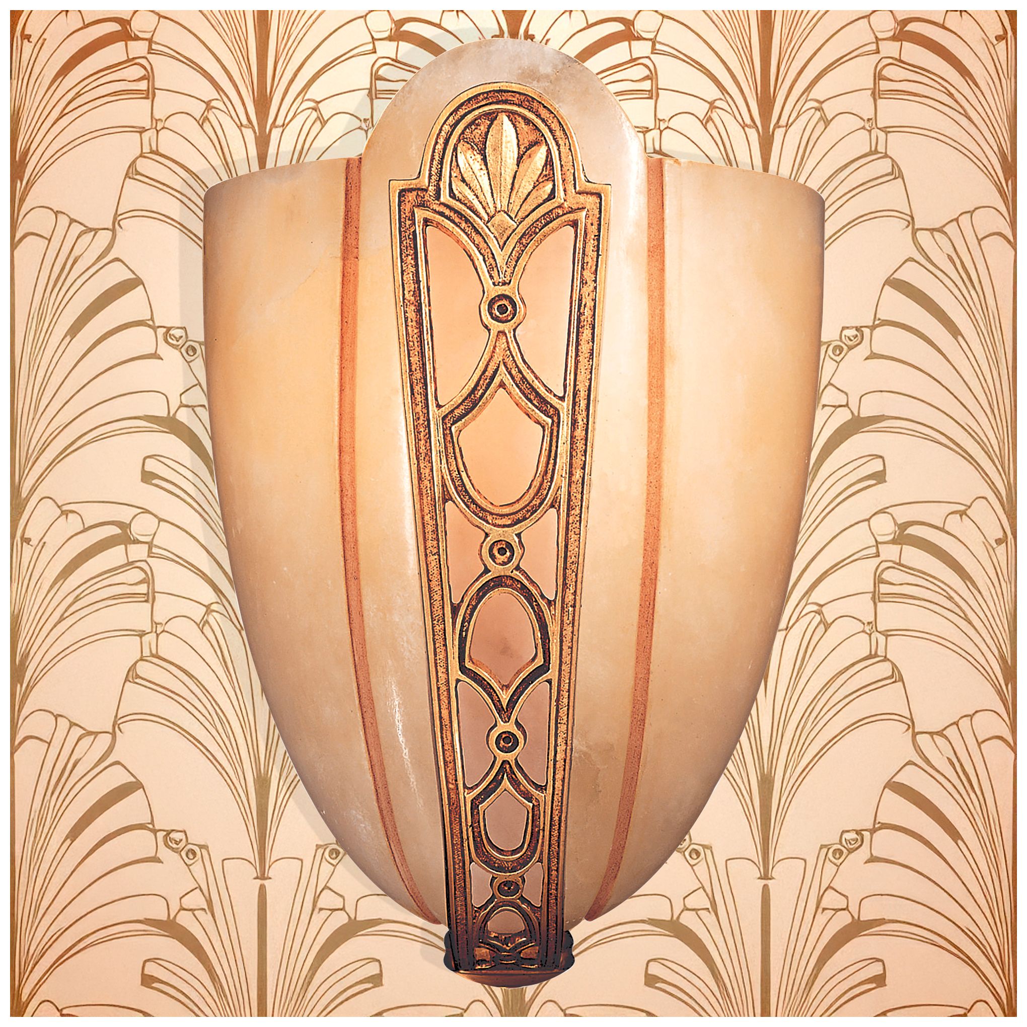 Image 2 Metropolitan 1-Light French Gold Wall Sconce with Alabaster Glass Shade more views