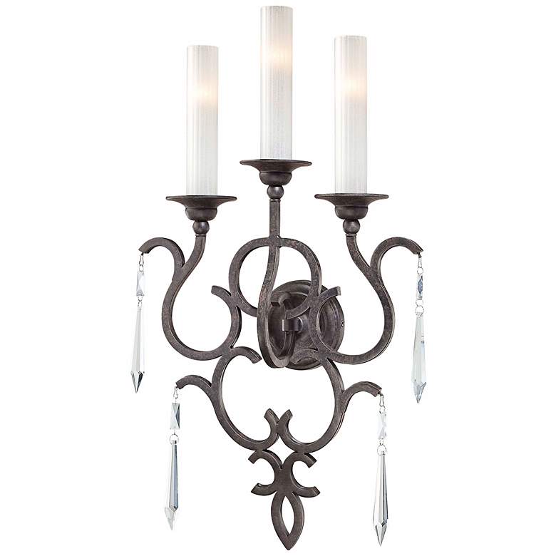 Image 1 Metropolitan 17 inch Wide Three Light Iron Wall Sconce