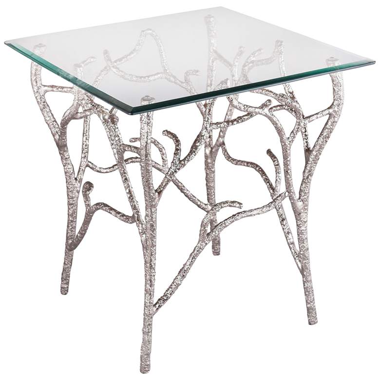 Image 1 Metropolitan 23 inch Wide Glass and Nickel Branches Side Table