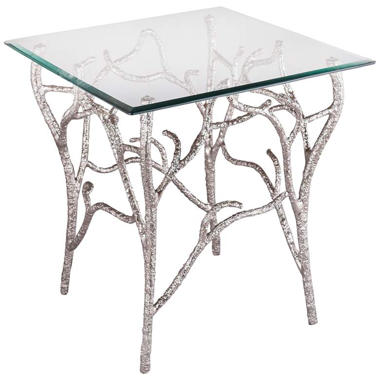 Image 1 Metropolitan 23" Wide Glass and Nickel Branches Side Table