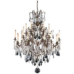 Metropolitan 24-Light 51-in Oxidized Brass Finish Lead Crystal Chandelier
