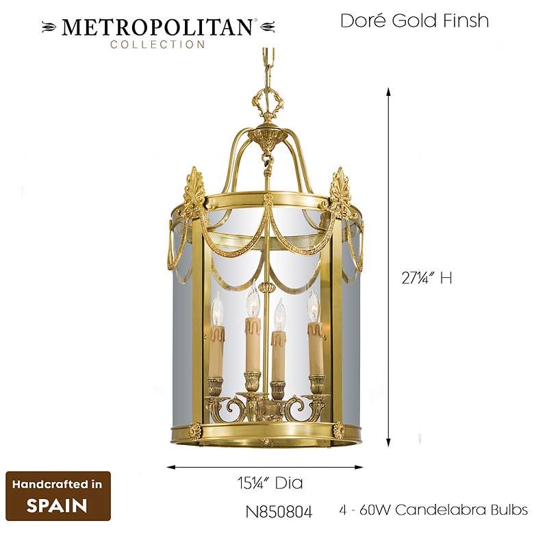 Image 4 Metropolitan 4-Light 15.25-in Dore Gold Foyer Pendant with Glass Shade more views