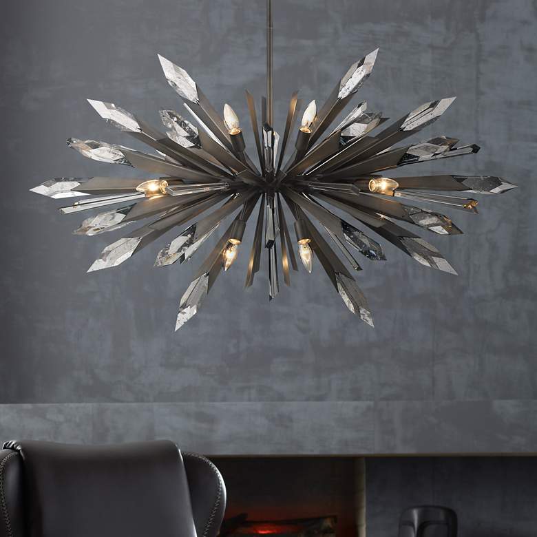 Image 1 Metropolitan 42"W Elsa Midnight Graphite 12-Light Chandelier