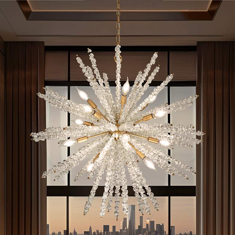 Image 1 Metropolitan Aisi 16-Light 36-in Fawn Gold Pendant with GLASS Shade