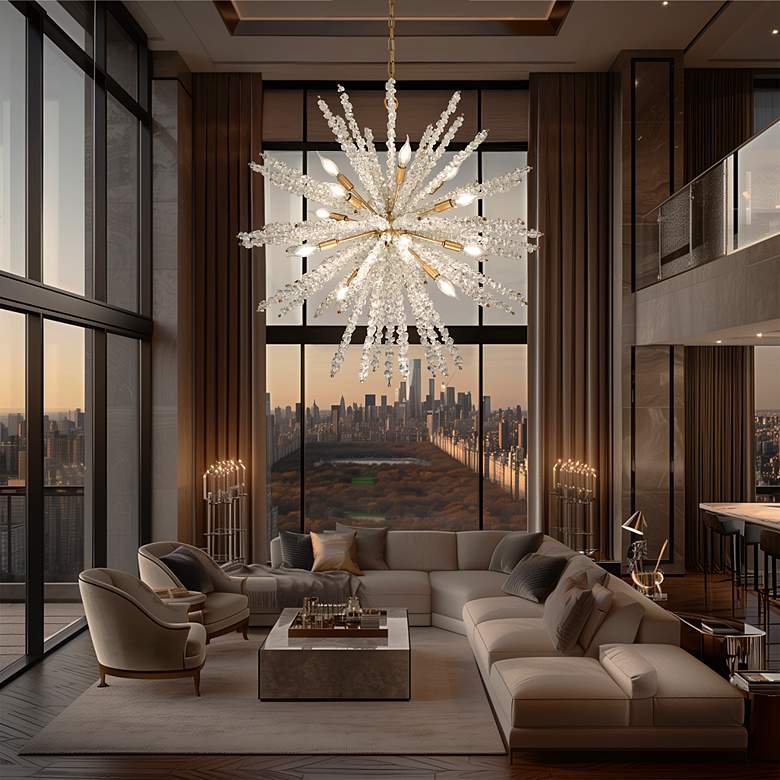 Image 7 Metropolitan Aisi 16-Light 36-in Fawn Gold Pendant with GLASS Shade more views
