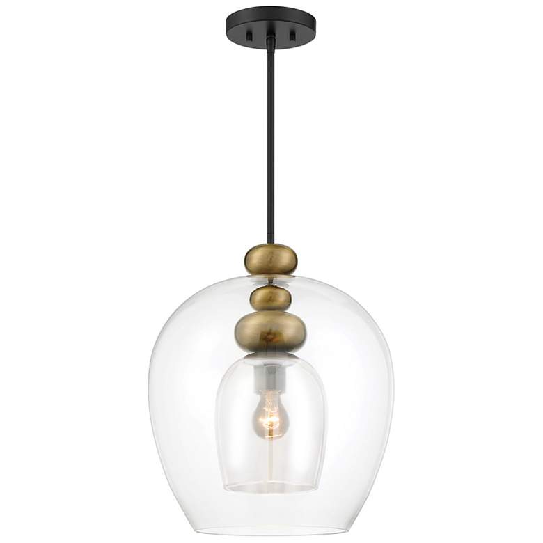 Image 3 Metropolitan Amesbury 1-Light 11.75-in Coal Black and Brass Indoor Pendant more views