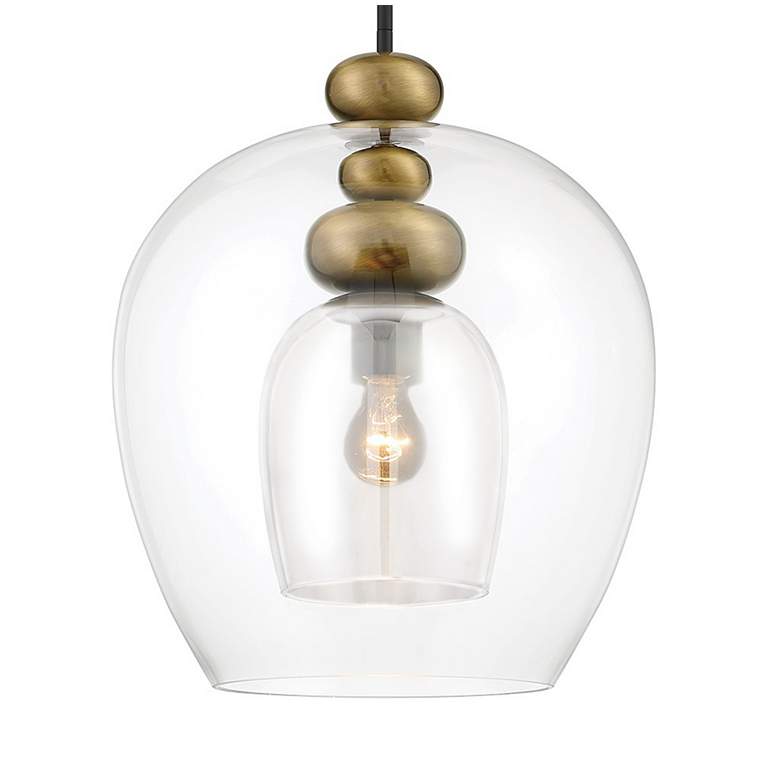 Image 4 Metropolitan Amesbury 1-Light 11.75-in Coal Black and Brass Indoor Pendant more views