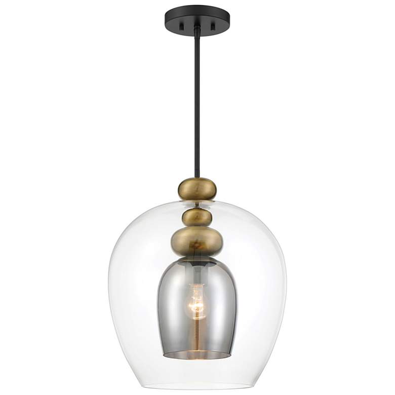 Image 1 Metropolitan Amesbury 1-Light 15.75-in Coal Black and Brass Indoor Pendant
