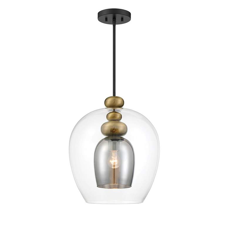 Image 3 Metropolitan Amesbury 1-Light 15.75-in Coal Black and Brass Indoor Pendant more views