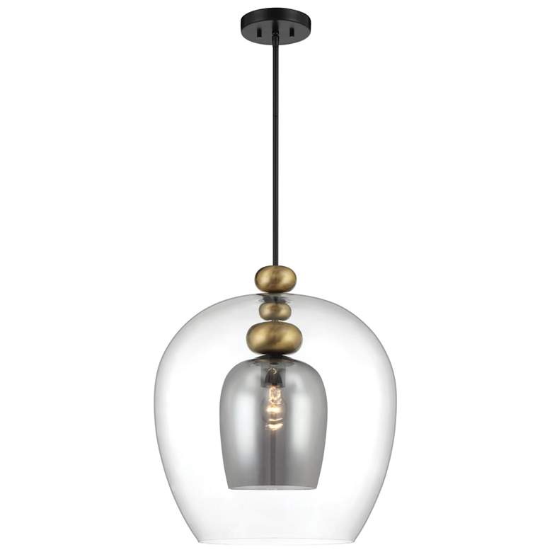 Image 1 Metropolitan Amesbury 1-Light 19.75-in Black and Brass Indoor Pendant