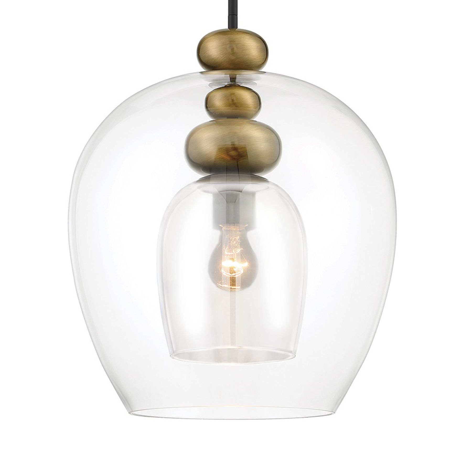 Image 4 Metropolitan Amesbury 1-Lt 11.75-in Black n Brass Pendant with Glass Shade more views