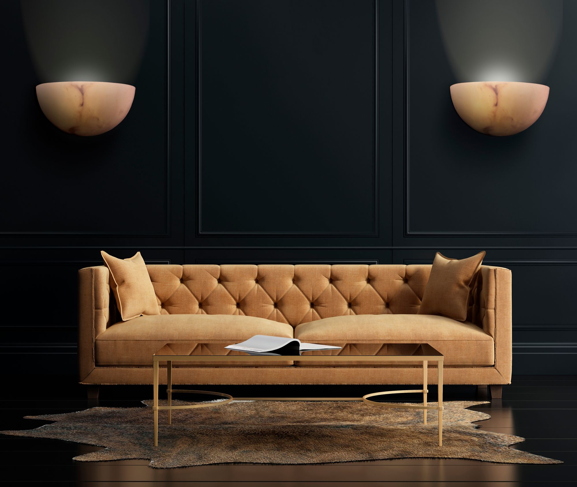 Image 2 Metropolitan Andalucia 1-Light White Wall Sconce with Faux Alabaster Shade more views
