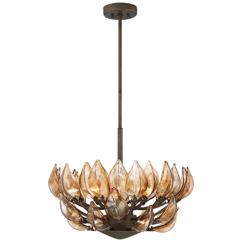 Image 1 Metropolitan Arboles 6-Light 24-in Heritage Bronze Pendant with Glass Shade