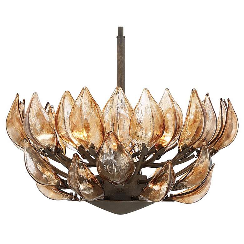 Image 2 Metropolitan Arboles 6-Light 24-in Heritage Bronze Pendant with Glass Shade more views