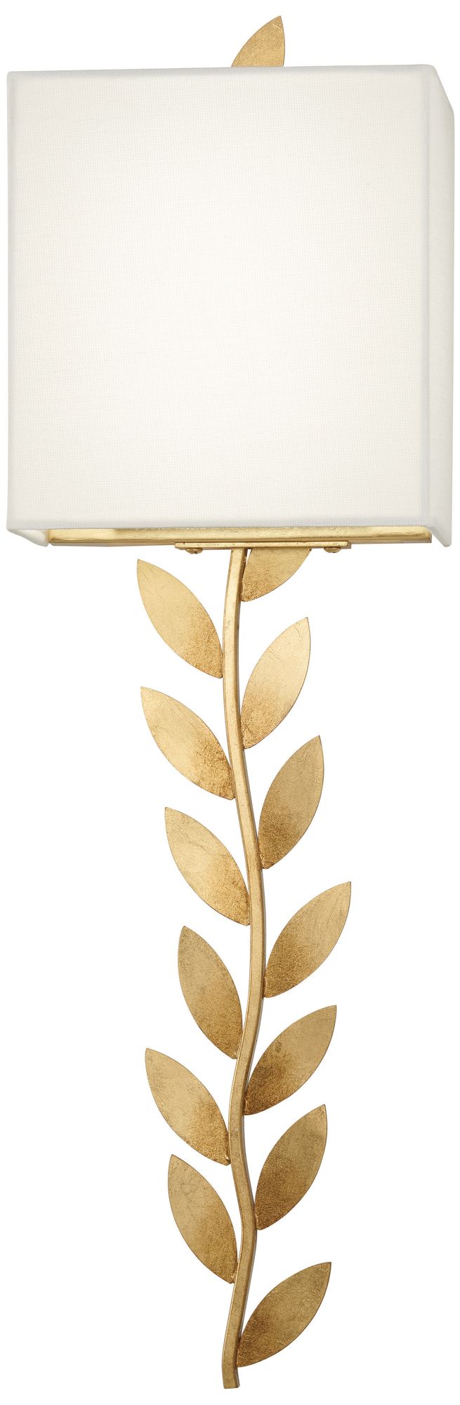 Image 2 Metropolitan Arbor Grove LED Ardent Gold Leaf Wall Sconce with Linen Shade