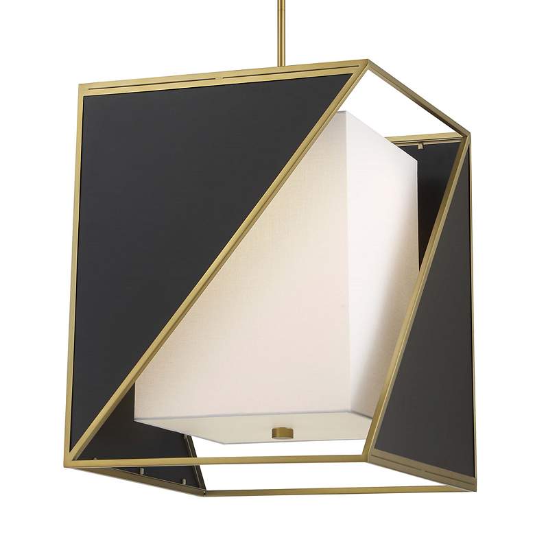 Image 2 Metropolitan Aspect LED Black and Soft Brass Pendant with White Linen Shade more views