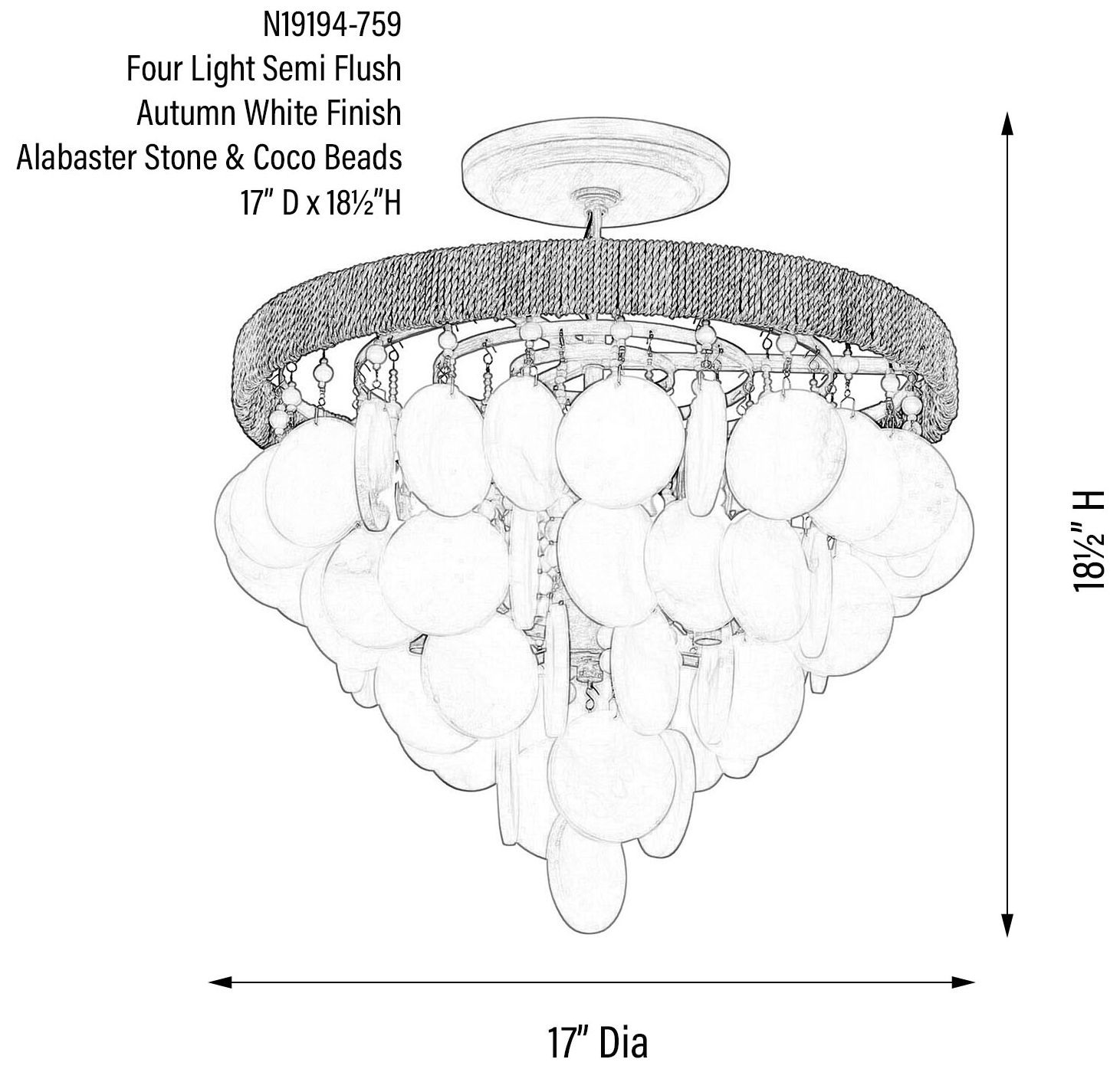 Metropolitan Aurelia's Cove 4-Light Autumn White Semi-Flush Mount
