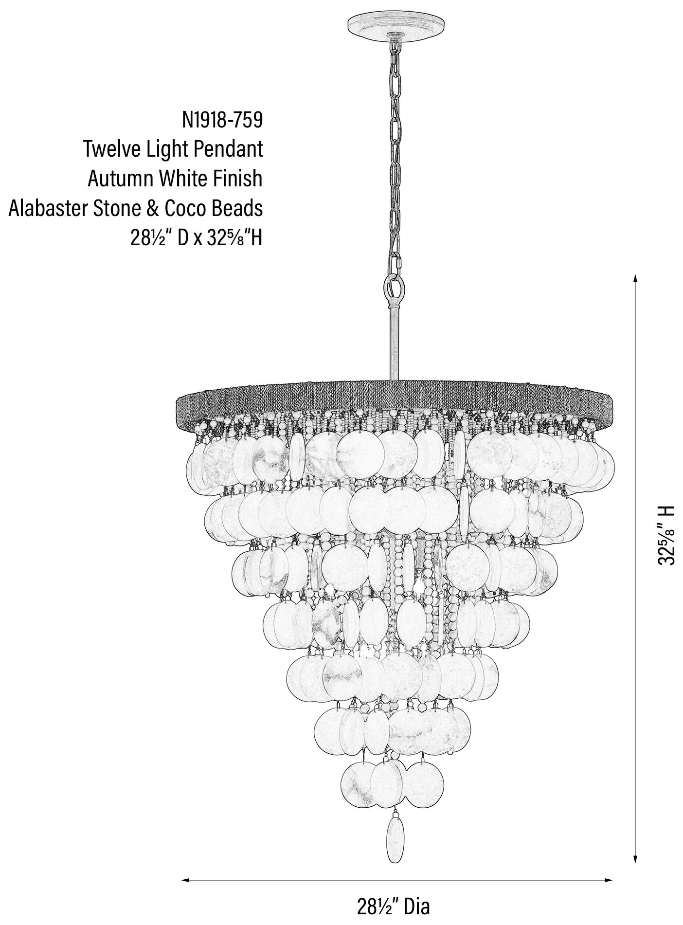 Metropolitan Aurelias Cove 12-Lt 28.5-in Autumn White Pendant with Accents