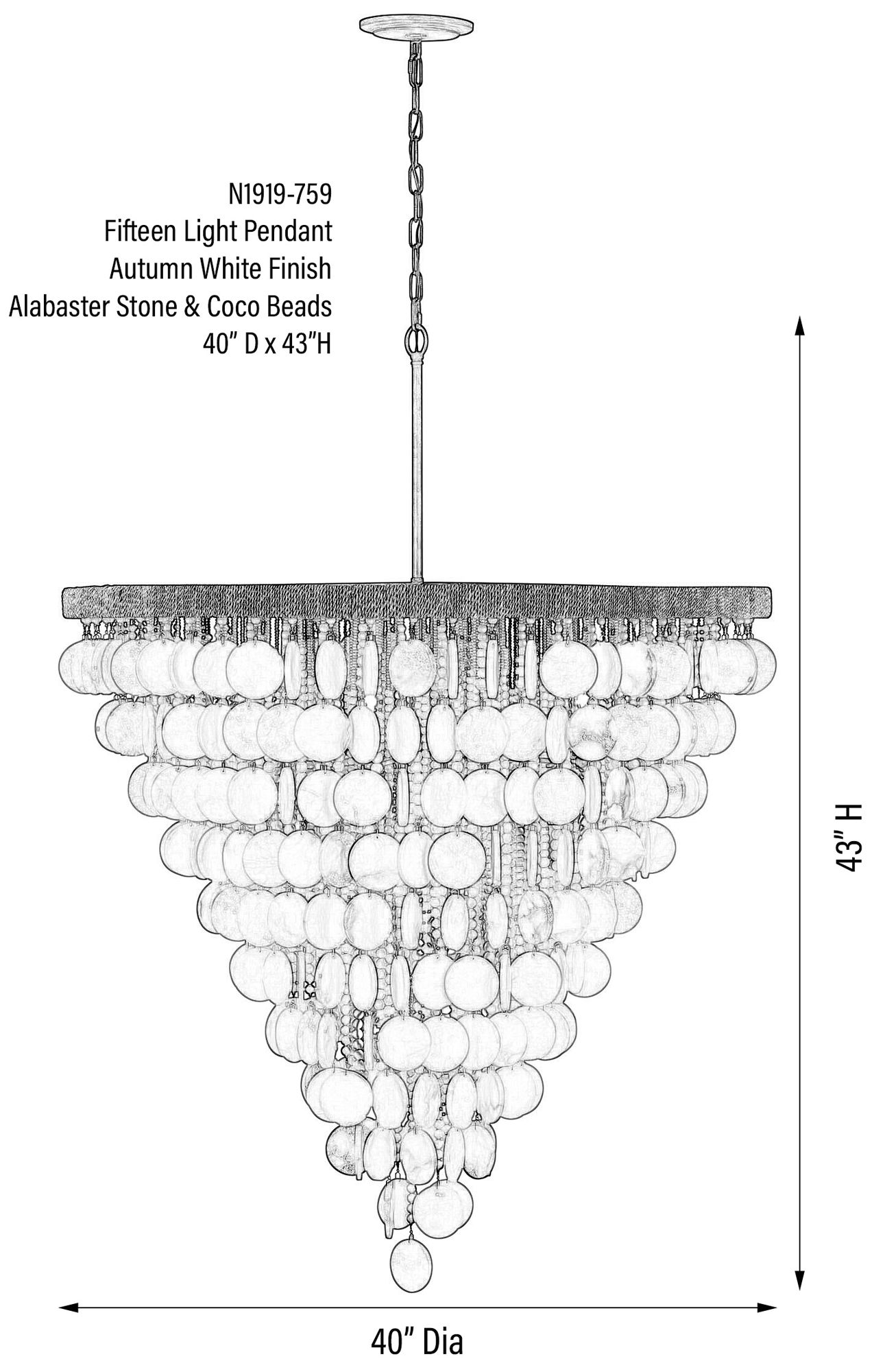 Metropolitan Aurelias Cove 15-Light 40-in Autumn White Pendant with Accents