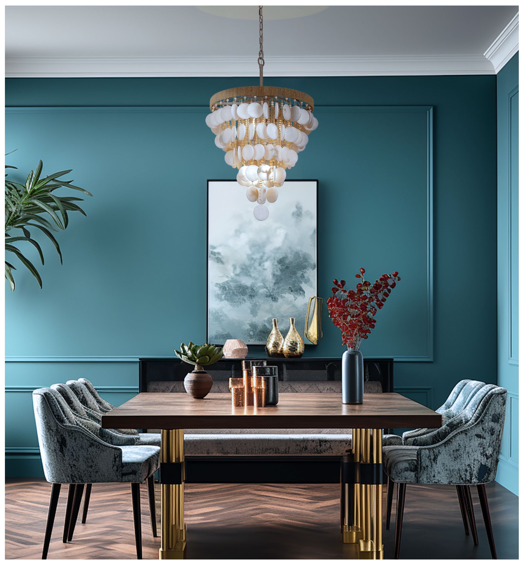 Image 3 Metropolitan Aurelias Cove 8-Light 20-in Autumn White Pendant with Accents more views