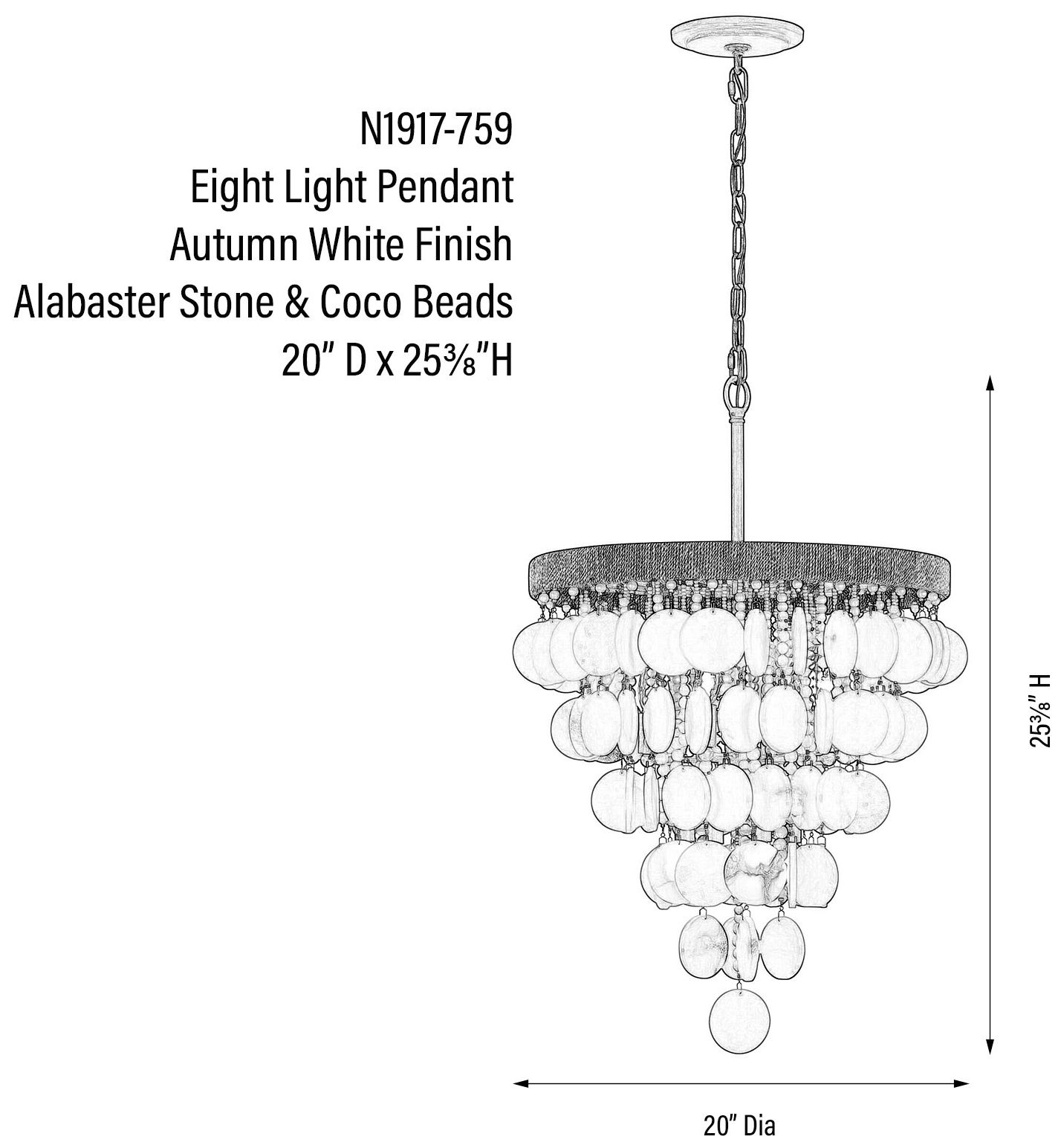 Metropolitan Aurelias Cove 8-Light 20-in Autumn White Pendant with Accents