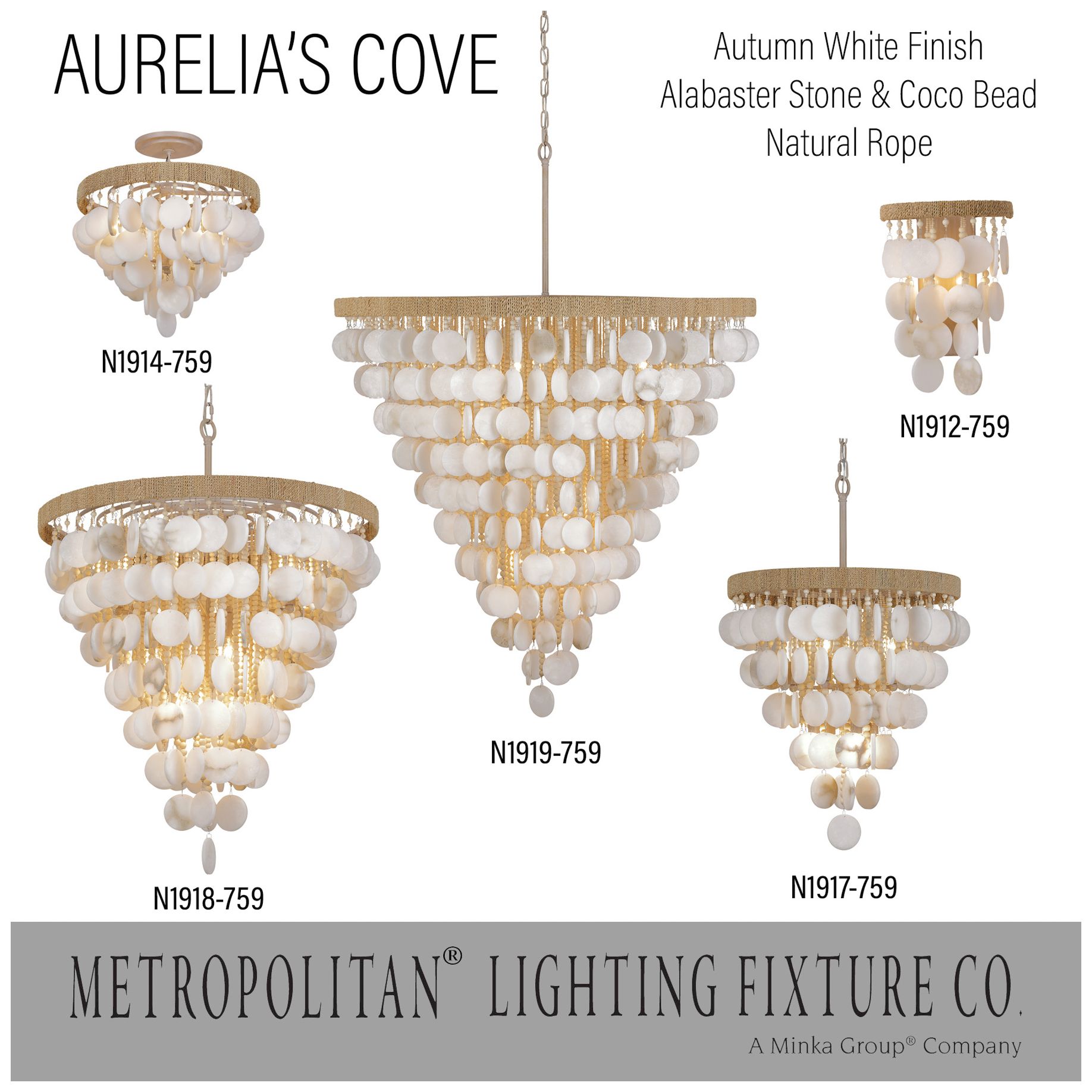 Metropolitan Aurelias Cove 8-Light 20-in Autumn White Pendant with Accents