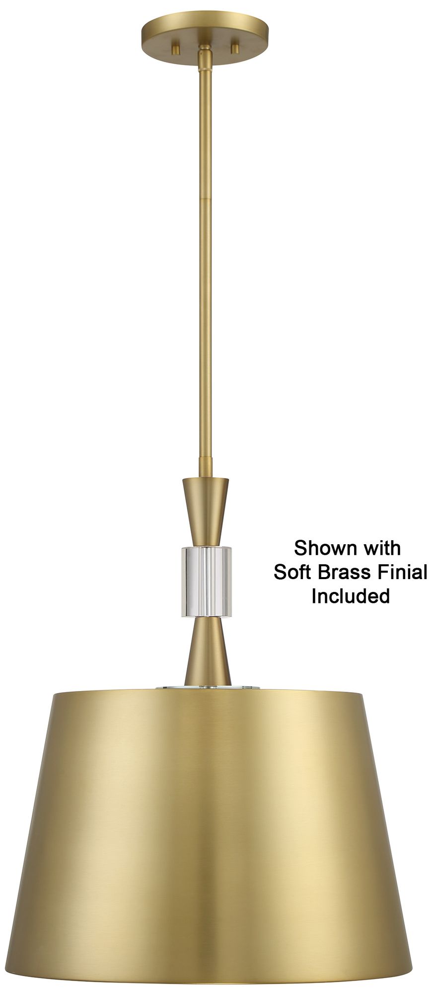Image 2 Metropolitan Baratti 3-Light Soft Brass Pendant with Soft Brass Metal Shade