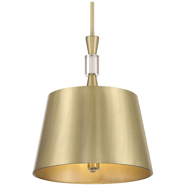 Image 1 Metropolitan Baratti 3-Light Soft Brass Pendant with Soft Brass Metal Shade