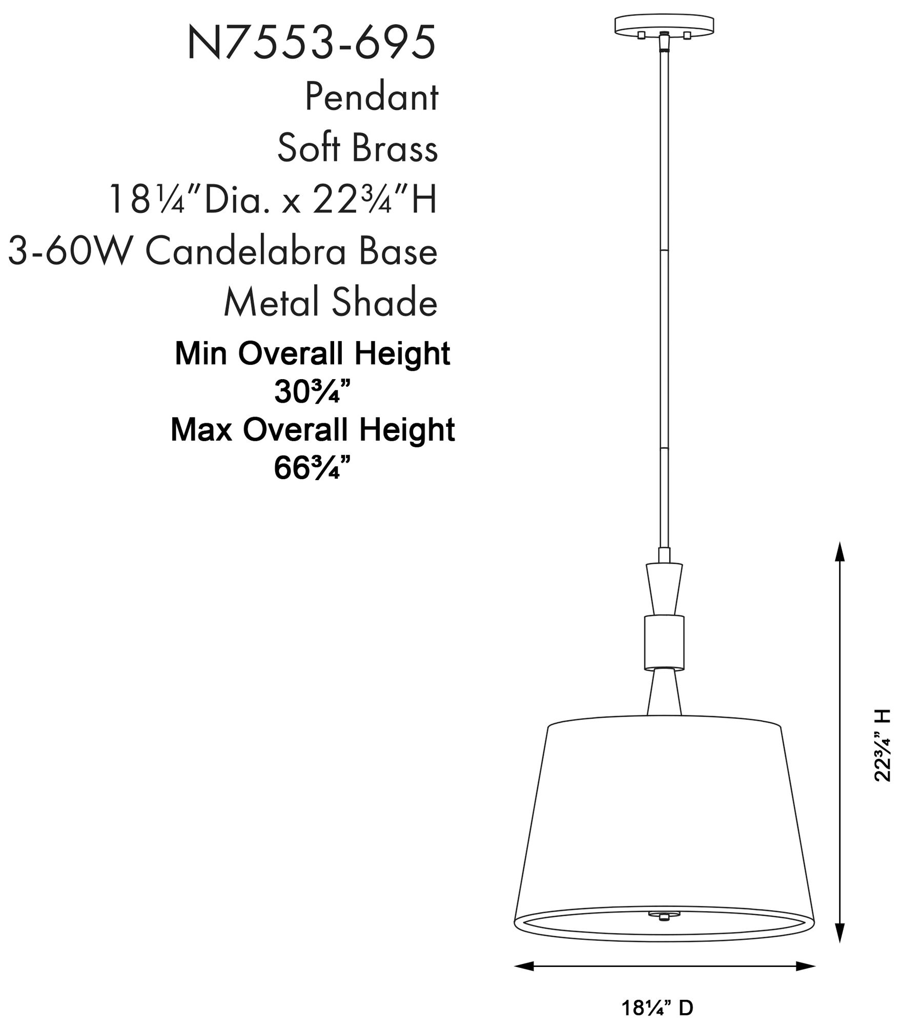 Image 5 Metropolitan Baratti 3-Light Soft Brass Pendant with Soft Brass Metal Shade more views