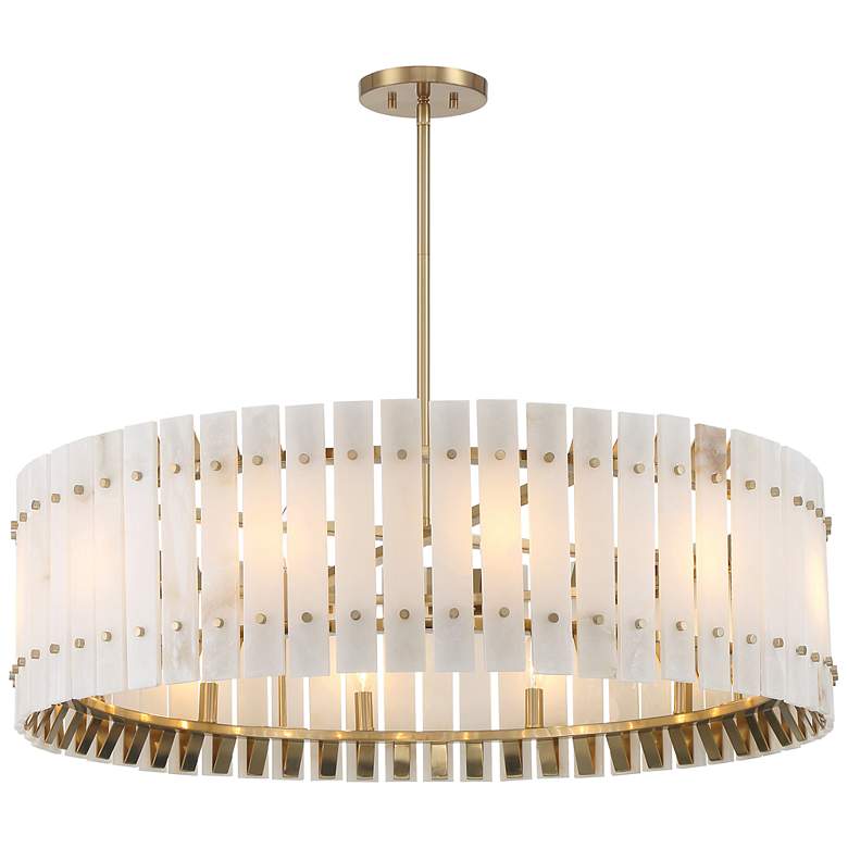 Image 1 Metropolitan Bardon 12-Light 36.12-in Celeste Brass Pendant with Shade