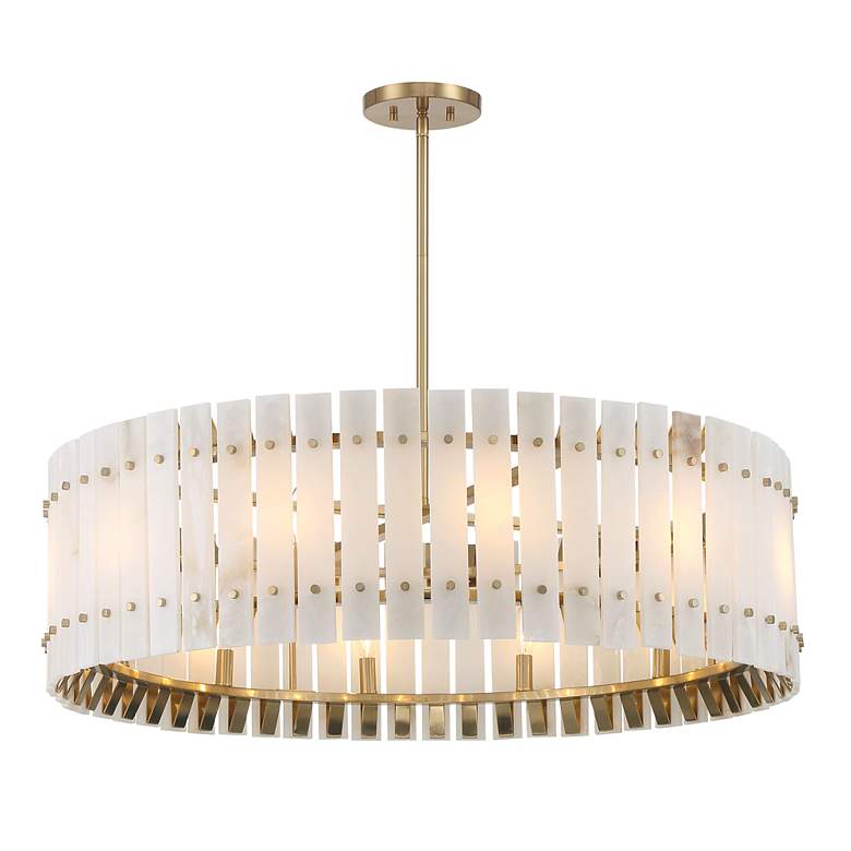 Image 2 Metropolitan Bardon 12-Light 36.12-in Celeste Brass Pendant with Shade more views