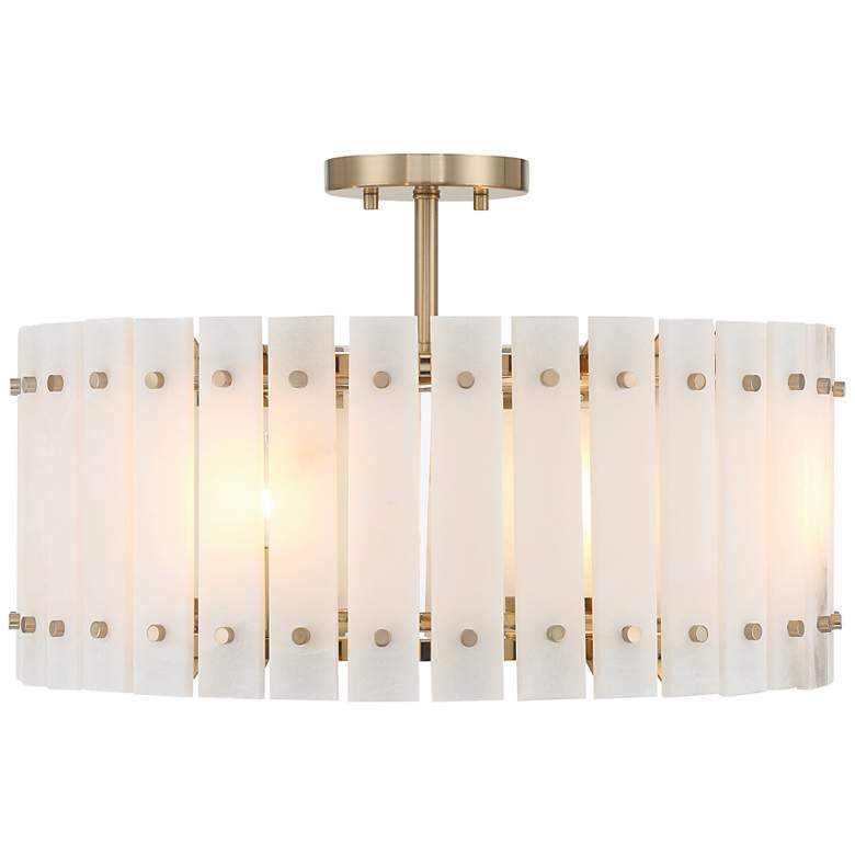 Image 3 Metropolitan Bardon 4-Light 20.85-in Celeste Brass Semi-Flush with Shade more views