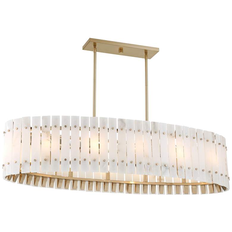 Image 1 Metropolitan Bardon 5-Light 48.24-in Celeste Brass Chandelier with Shade
