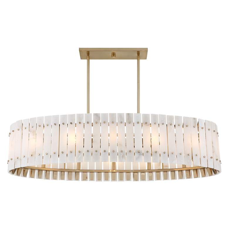 Image 3 Metropolitan Bardon 5-Light 48.24-in Celeste Brass Chandelier with Shade more views