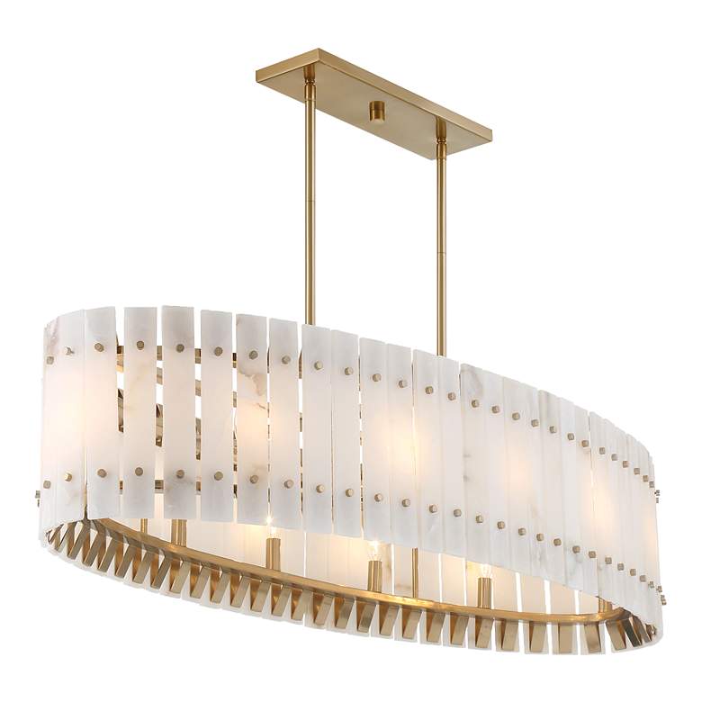 Image 4 Metropolitan Bardon 5-Light 48.24-in Celeste Brass Chandelier with Shade more views
