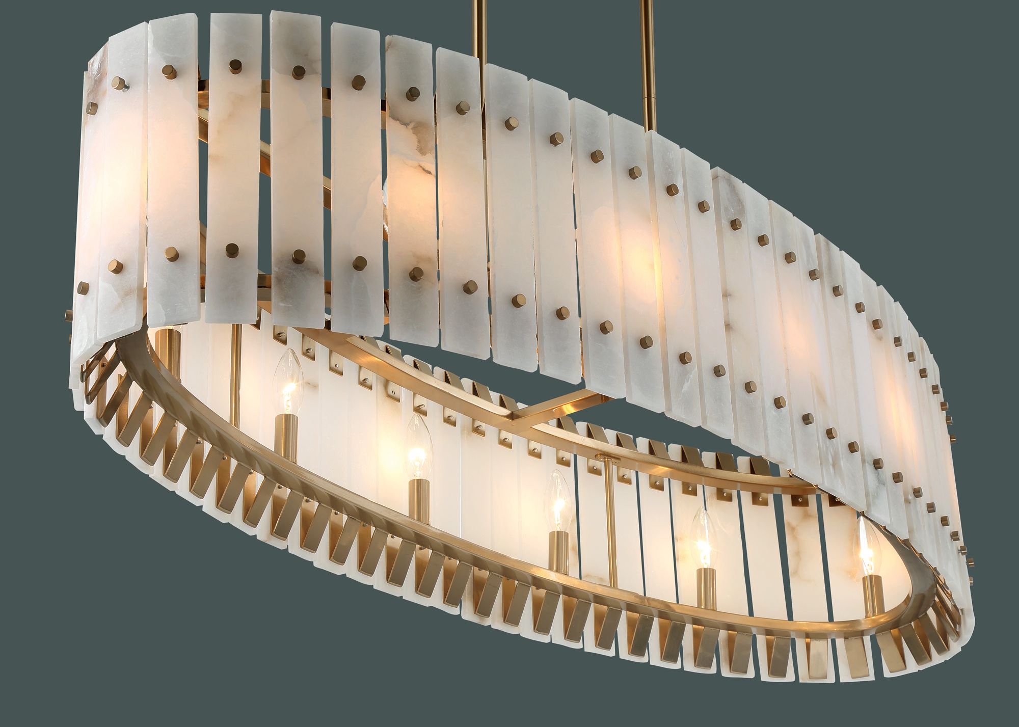 Metropolitan Bardon 5-Light 48.24-in Celeste Brass Chandelier with Shade