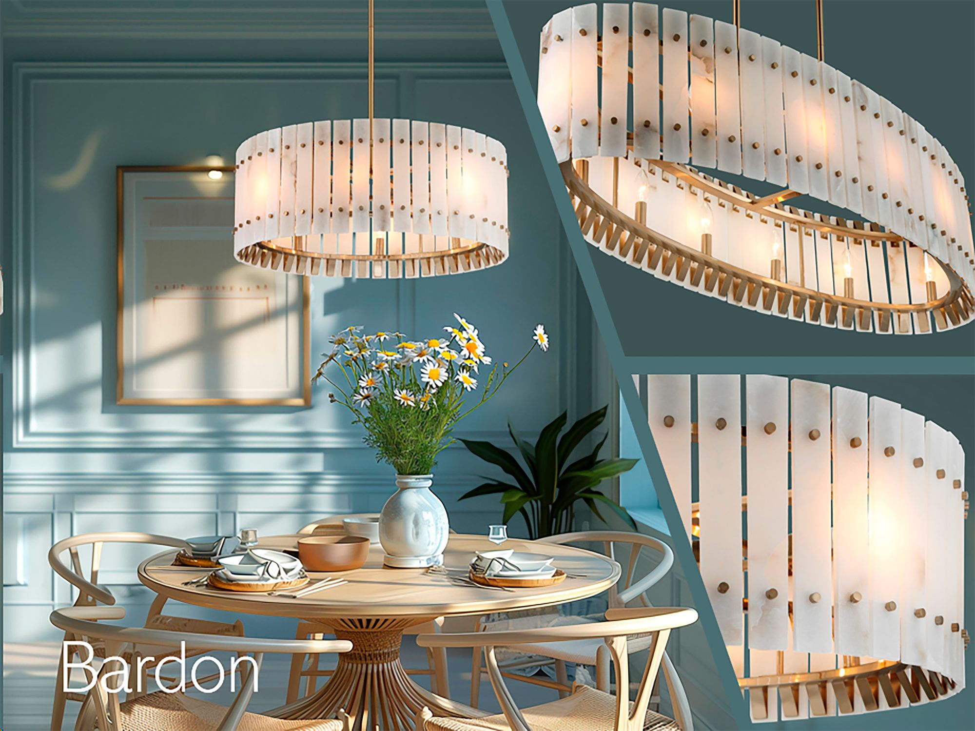Metropolitan Bardon 5-Light 48-in Celeste Brass Chandelier with Shade