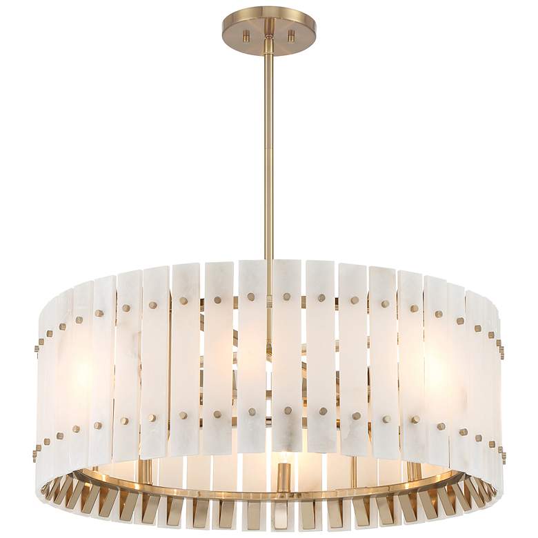 Image 2 Metropolitan Bardon 8-Light 28.25-in Celeste Brass Pendant with Shade