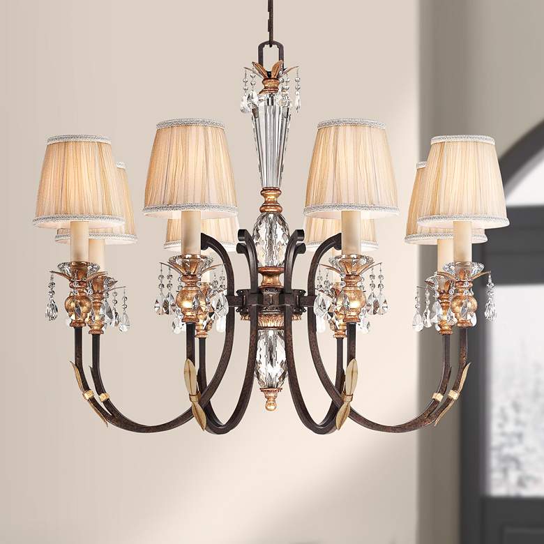 Image 1 Metropolitan Bella Cristallo 35 inch Wide Bronze and Crystal Chandelier