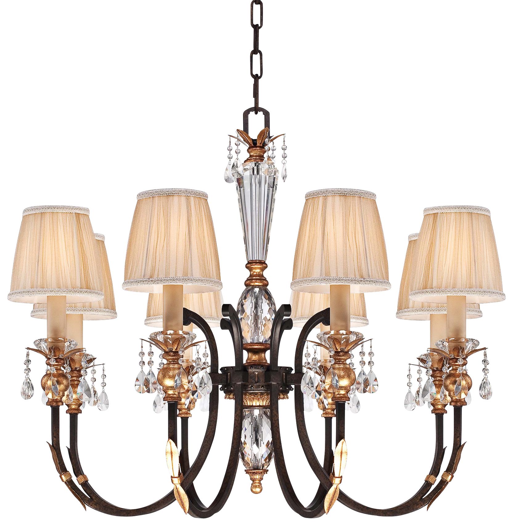 Image 2 Metropolitan Bella Cristallo 8-Light 35-in Bronze and Gold Leaf Chandelier