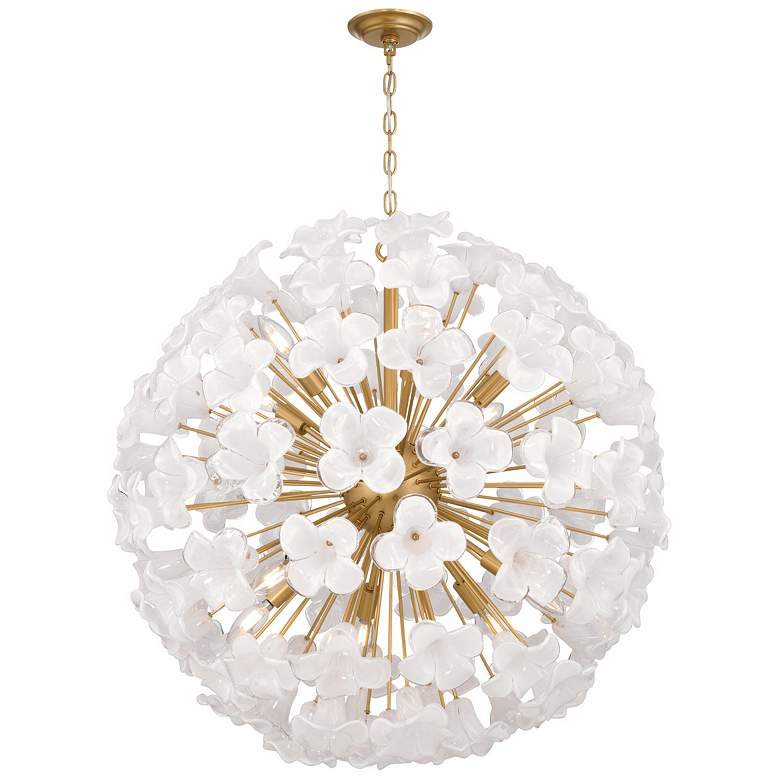 Metropolitan Bloome 12-Lt 30-in Legacy Brass Pendant with White Glass ...