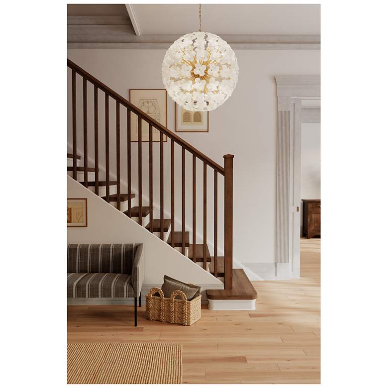 Metropolitan Bloome 12-Lt 30-in Legacy Brass Pendant with White Glass ...