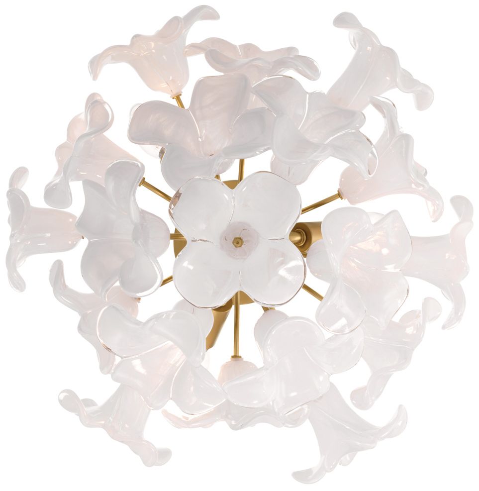 Image 3 Metropolitan Bloome 3-Lt 16.75-in Brass Semi-Flush Mount with Glass Shades more views