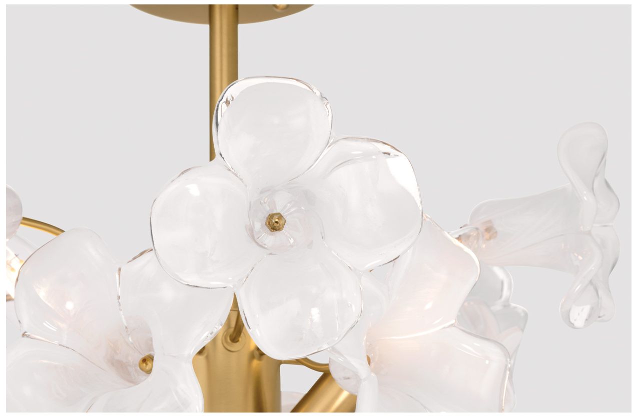 Image 5 Metropolitan Bloome 3-Lt 16.75-in Brass Semi-Flush Mount with Glass Shades more views