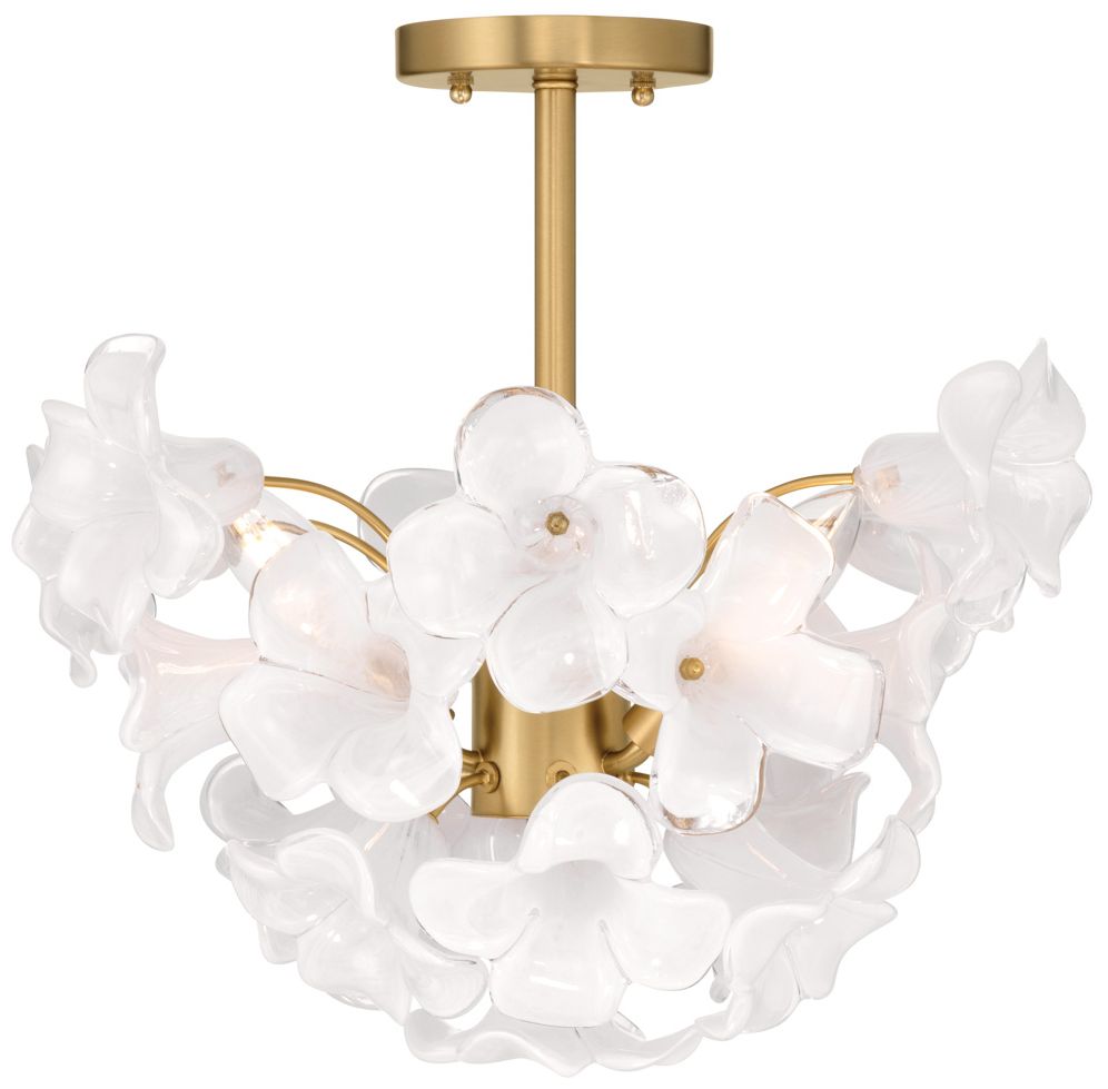 Image 7 Metropolitan Bloome 3-Lt 16.75-in Brass Semi-Flush Mount with Glass Shades more views