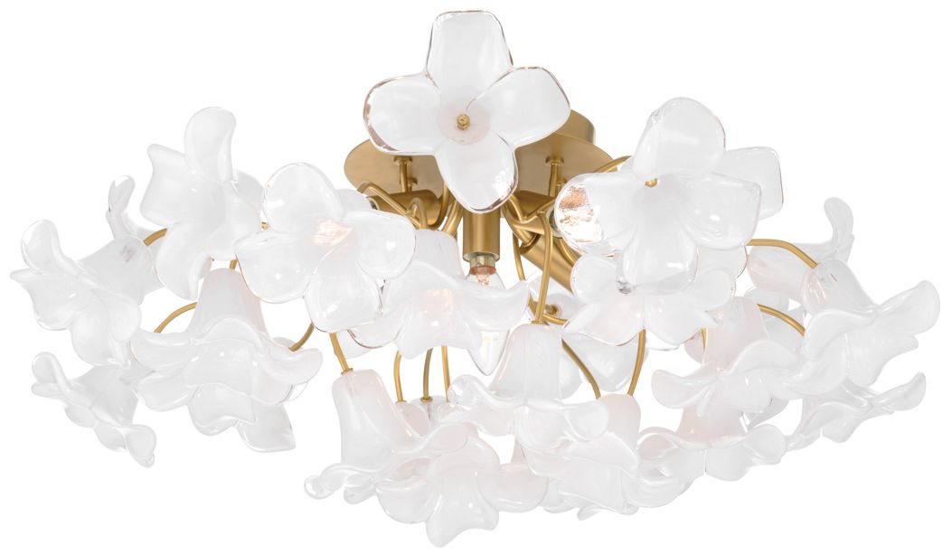 Image 6 Metropolitan Bloome 5-Lt 25.25-in Brass Semi-Flush Mount with Glass Shades more views