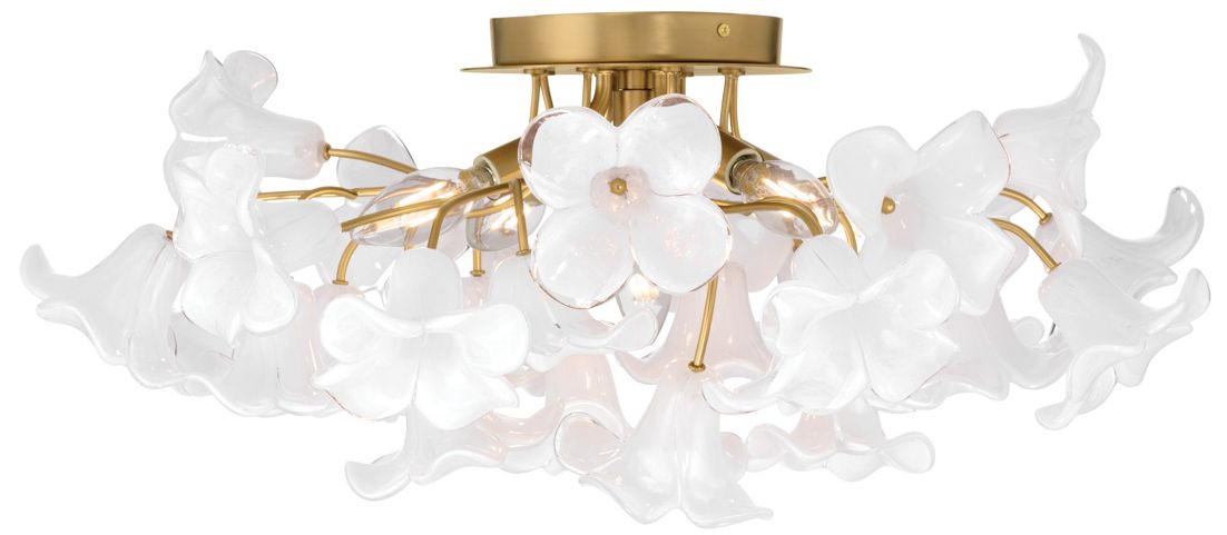 Image 7 Metropolitan Bloome 5-Lt 25.25-in Brass Semi-Flush Mount with Glass Shades more views