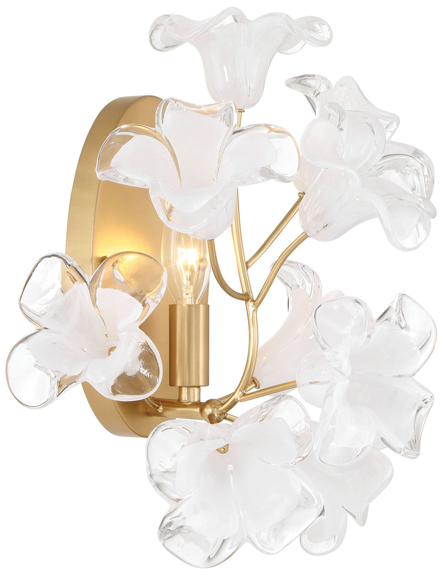 Image 2 Metropolitan Bloome 6-Lt 29-in Legacy Brass Chandelier with Glass Flowers